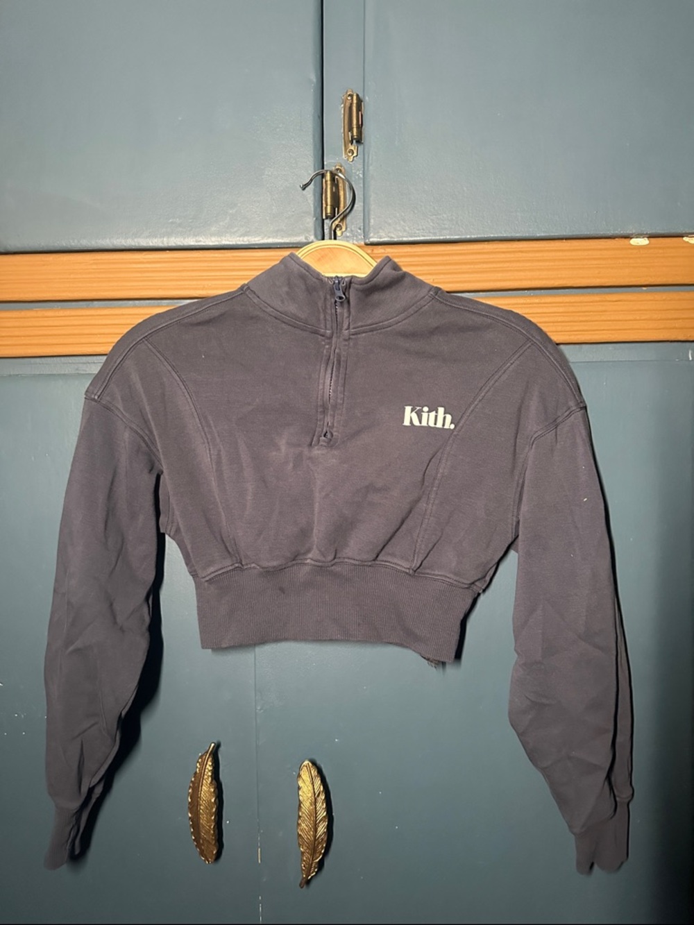 Kith Kids Navy Blue Cropped Quarter-I Zip Pullover size M